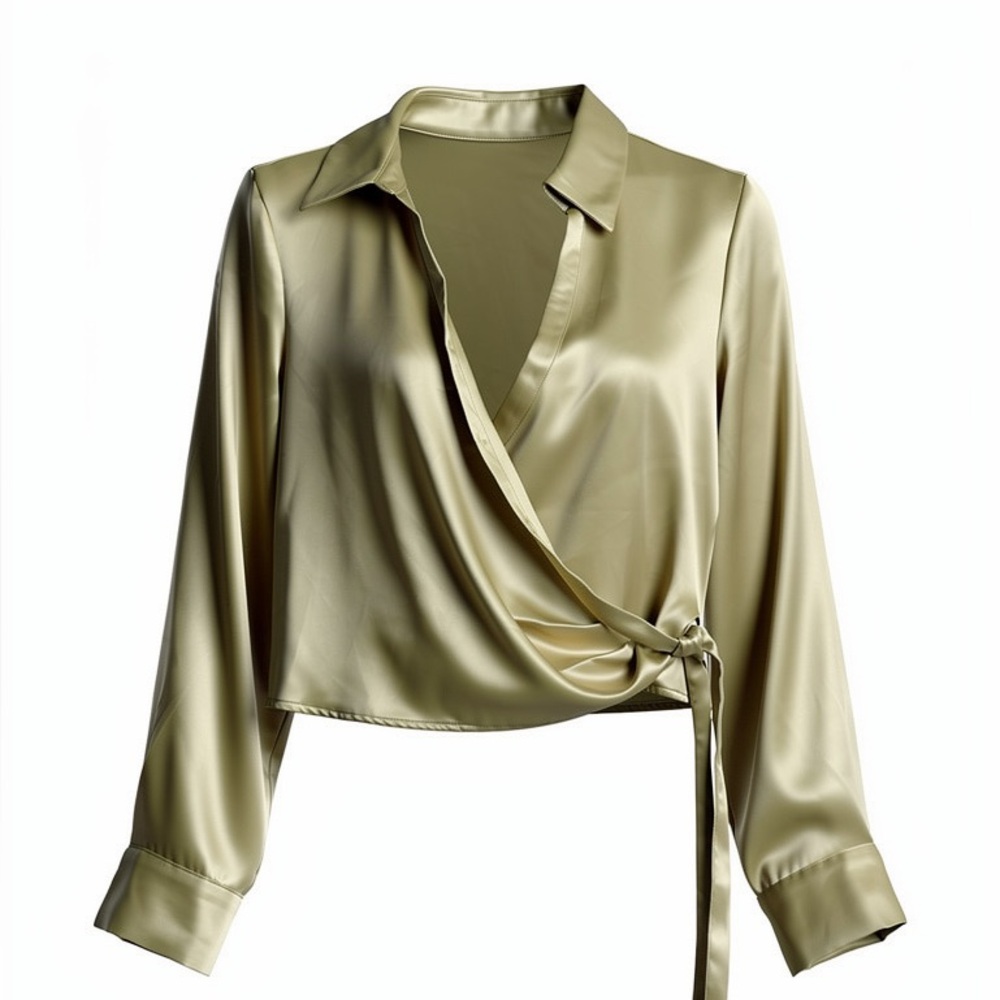 Zara Satin Wrap Blouse - Gold.   CAJA #‎ 1 B
